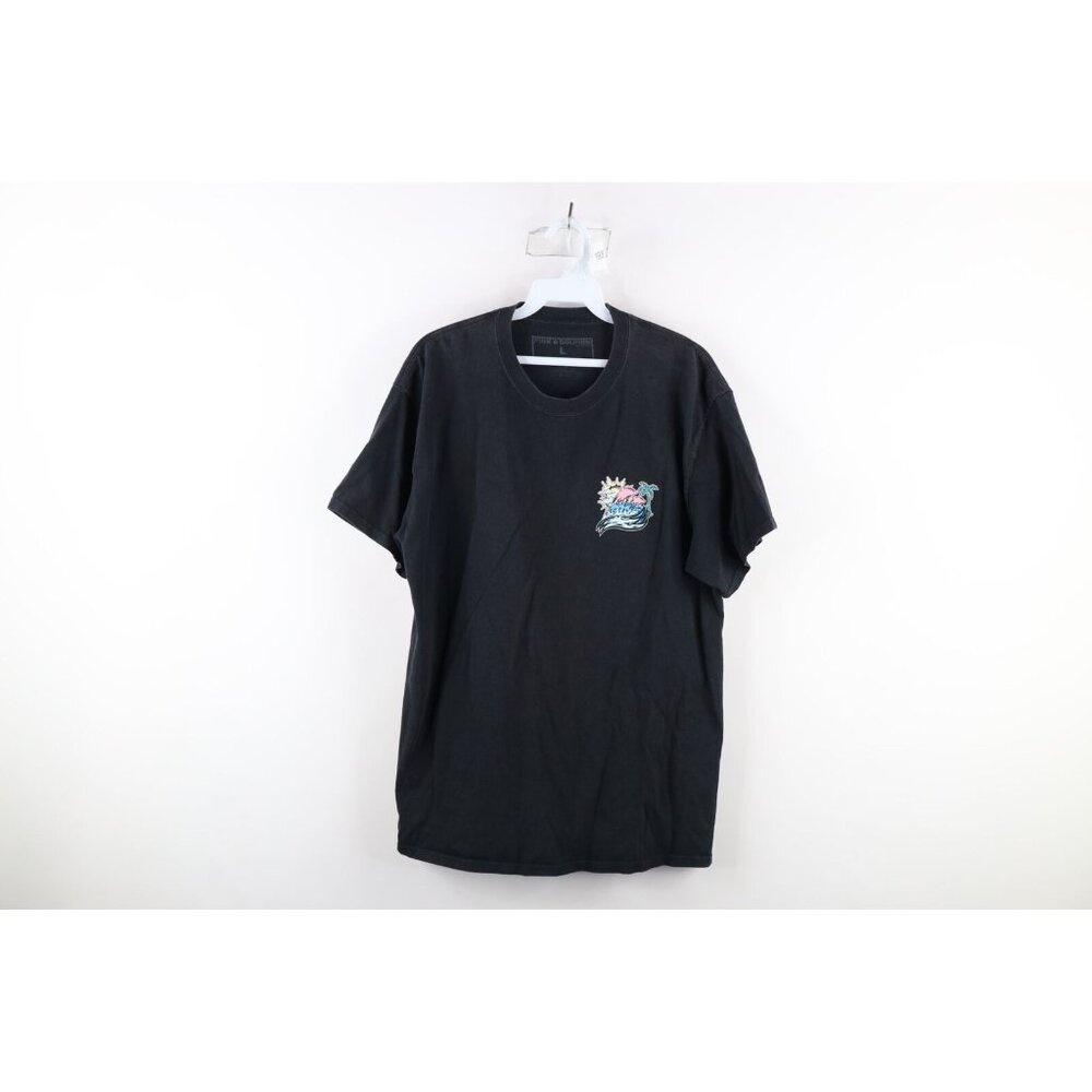 Vintage Pink + Dolphin Mens Large Distressed Waves Dolphin Short Sleeve T-Shirt